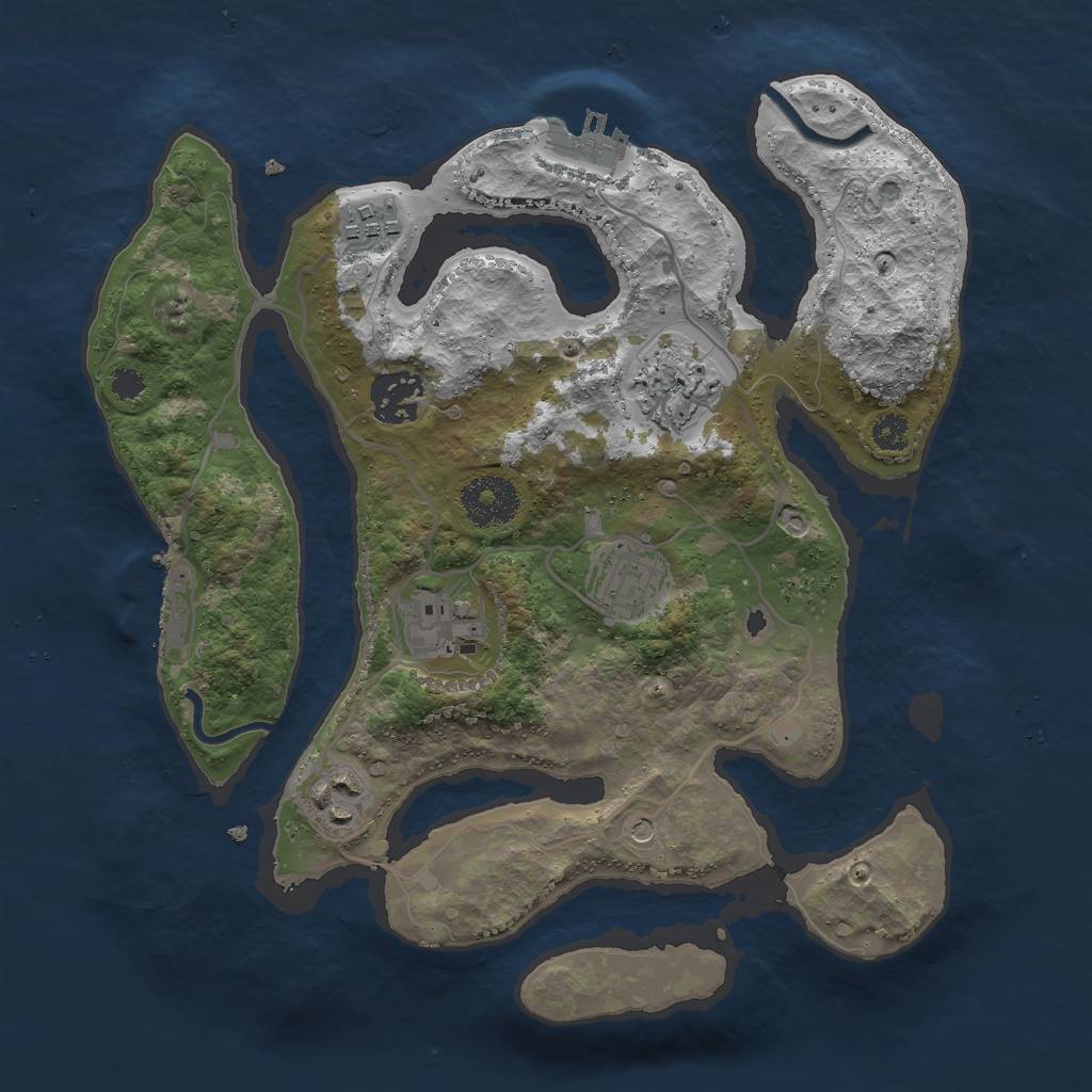 Rust Map: Procedural Map, Size: 3000, Seed: 1404144901, 11 Monuments