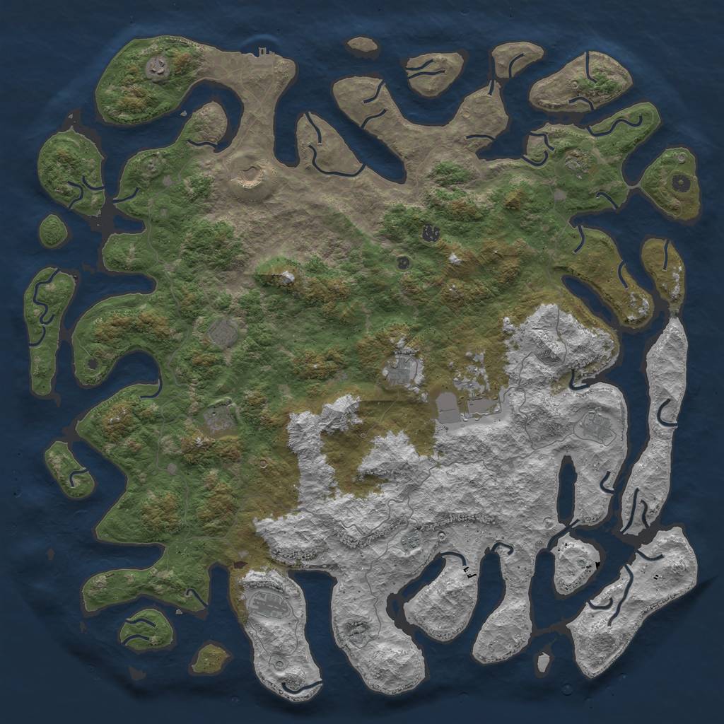 Rust Map: Procedural Map, Size: 6000, Seed: 16, 15 Monuments