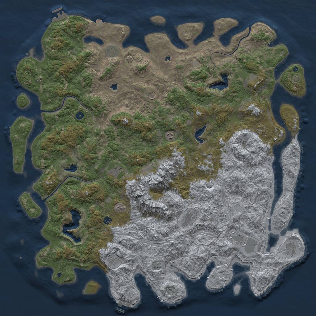 Rust Map: Procedural Map, Size: 6000, Seed: 16, 17 Monuments
