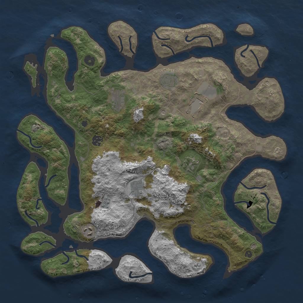 Rust Map: Procedural Map, Size: 4250, Seed: 1132278422, 11 Monuments