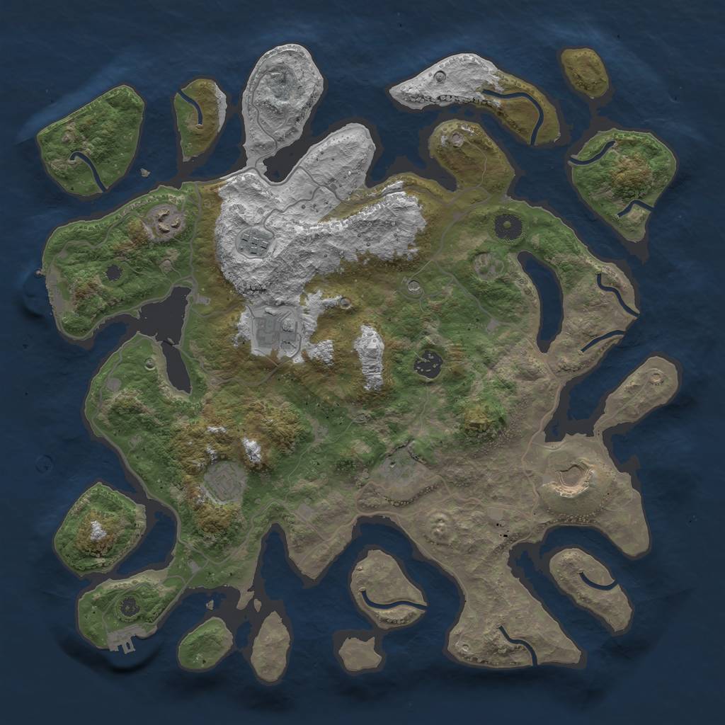 Rust Map: Procedural Map, Size: 4000, Seed: 76854, 12 Monuments