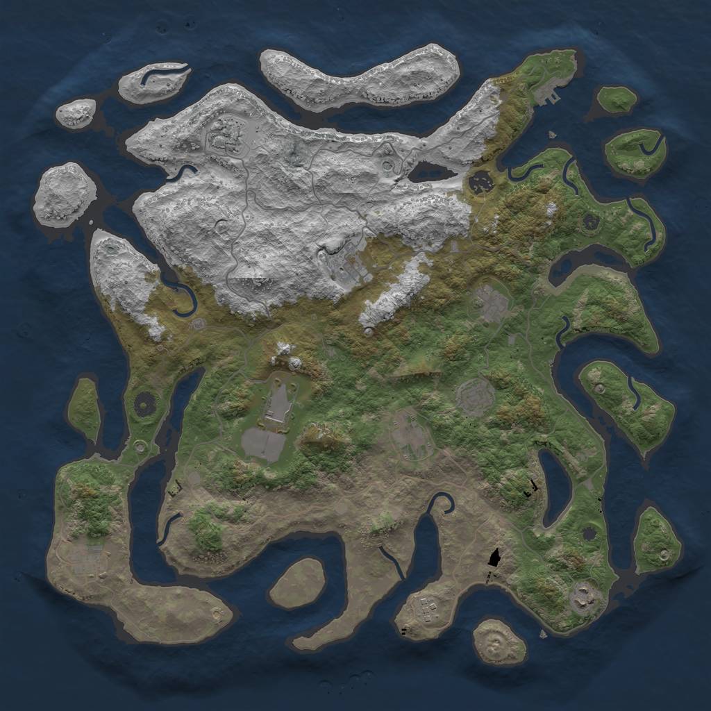 Rust Map: Procedural Map, Size: 4500, Seed: 997496393, 14 Monuments