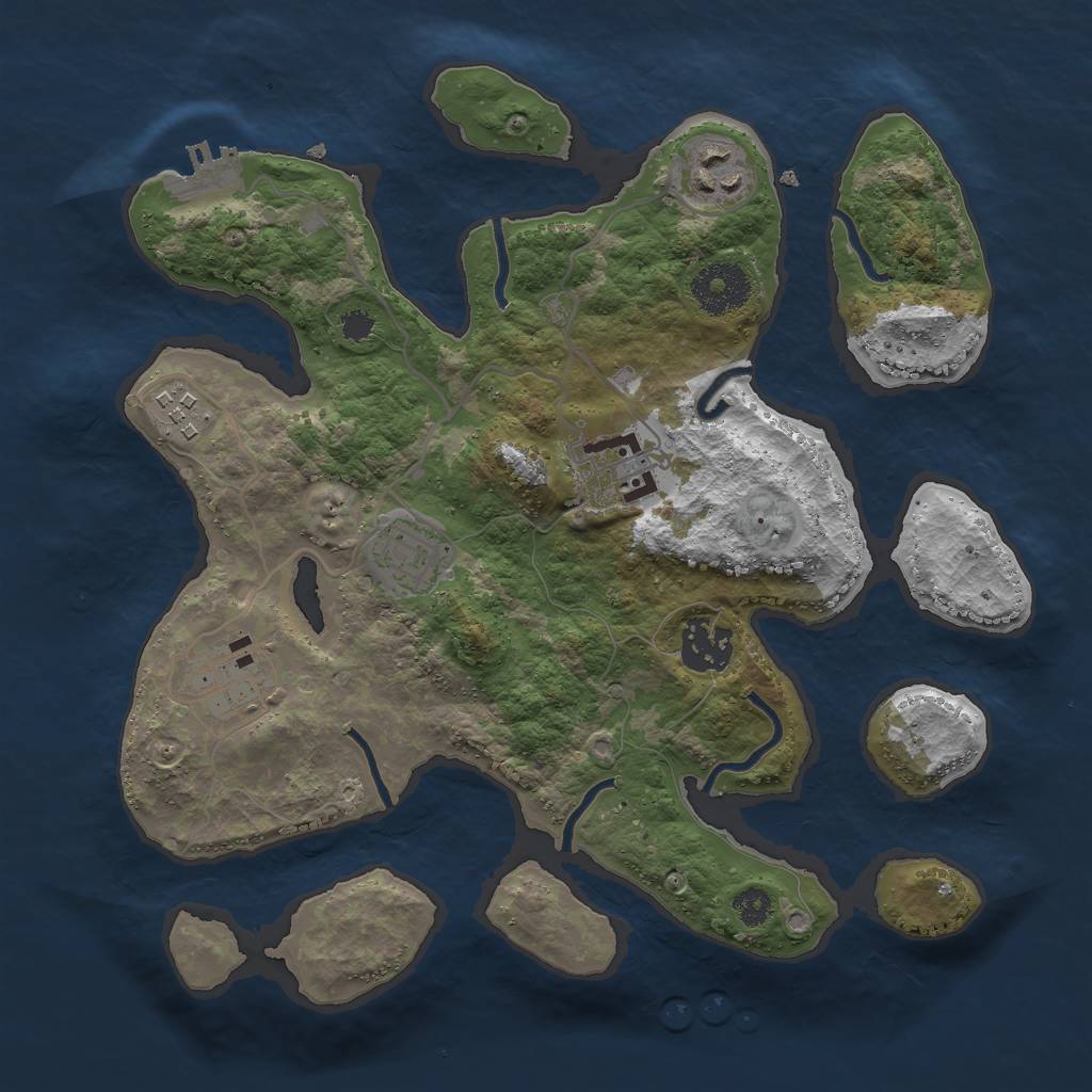 Rust Map: Procedural Map, Size: 3000, Seed: 1301801330, 9 Monuments