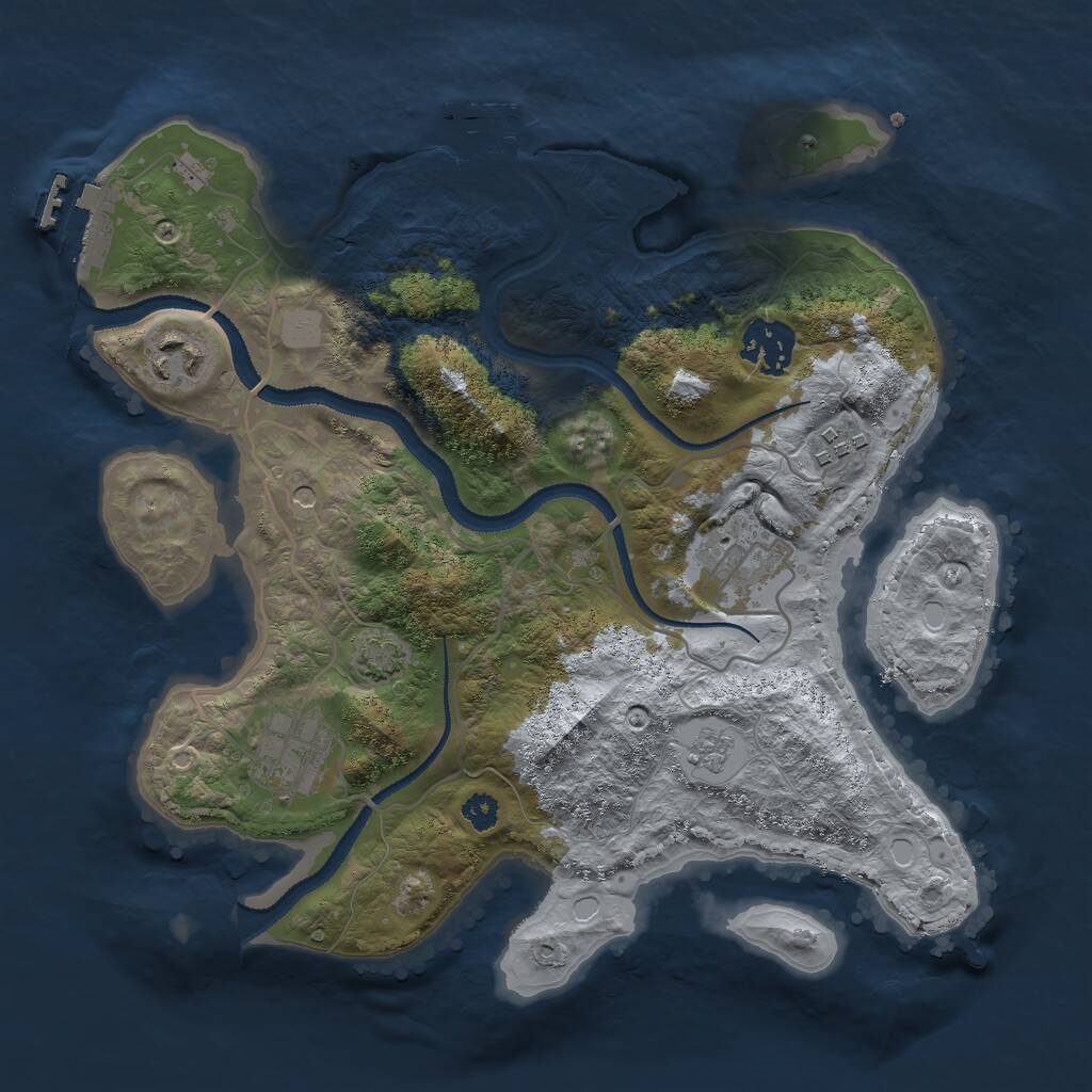 Rust Map: Procedural Map, Size: 3000, Seed: 2121028168, 11 Monuments