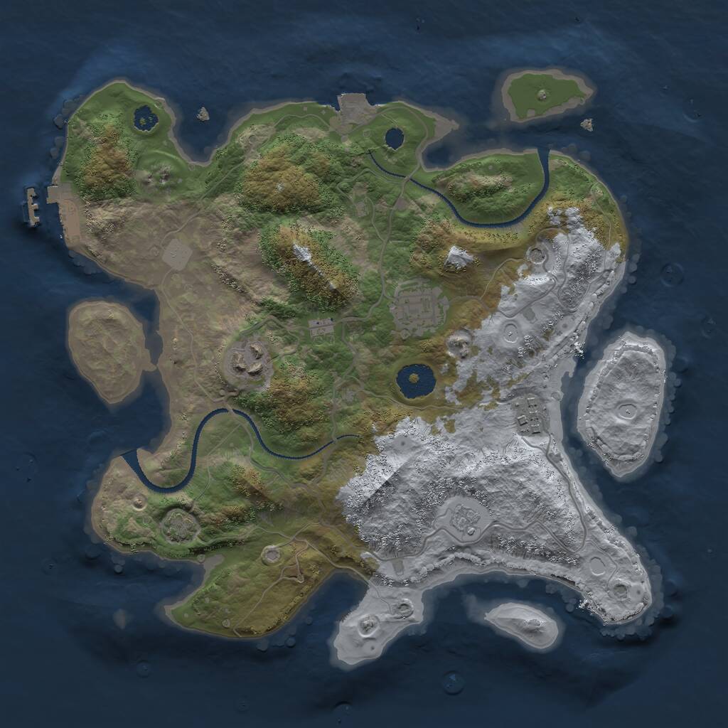 Rust Map: Procedural Map, Size: 3000, Seed: 2121028168, 8 Monuments