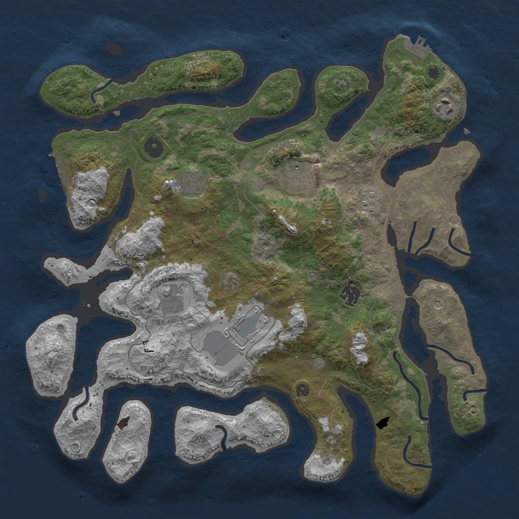 Rust Map: Procedural Map, Size: 4000, Seed: 621954, 12 Monuments