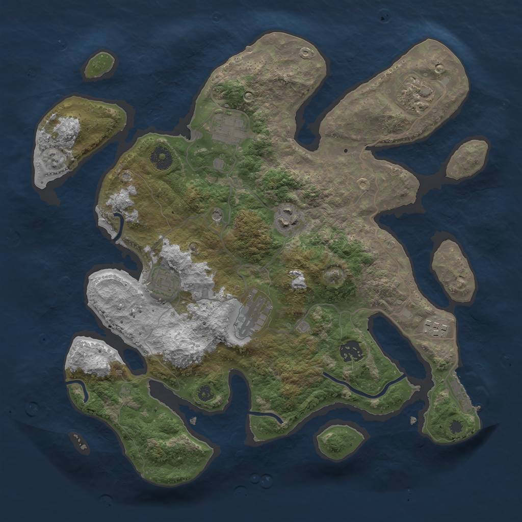 Rust Map: Procedural Map, Size: 3498, Seed: 630033512, 11 Monuments