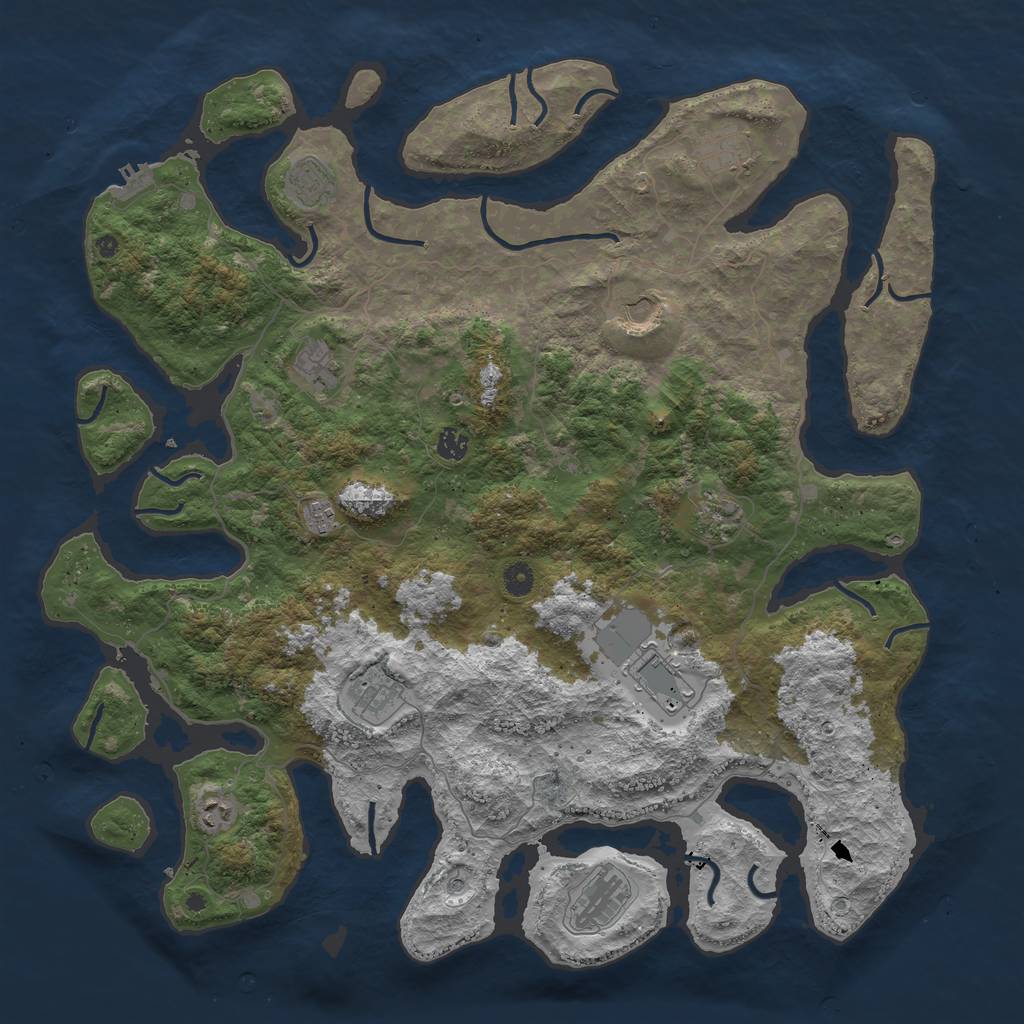 Rust Map: Procedural Map, Size: 4800, Seed: 827651467, 15 Monuments