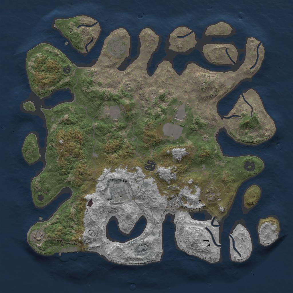 Rust Map: Procedural Map, Size: 4000, Seed: 76509130, 12 Monuments