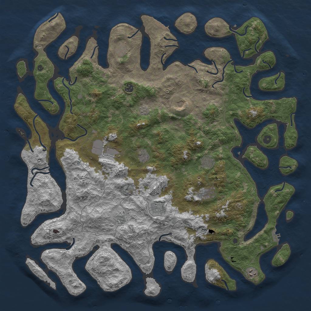 Rust Map: Procedural Map, Size: 5500, Seed: 942719, 16 Monuments