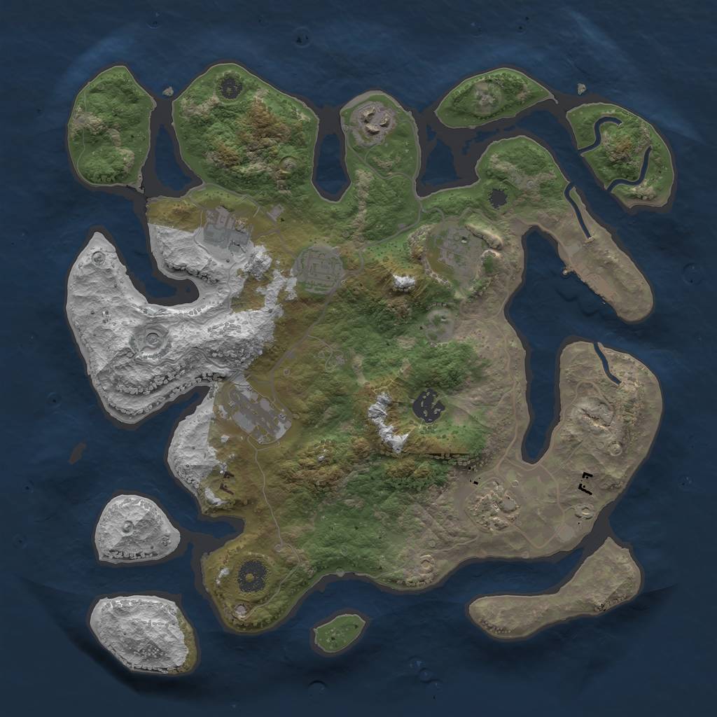 Rust Map: Procedural Map, Size: 3458, Seed: 35253, 11 Monuments