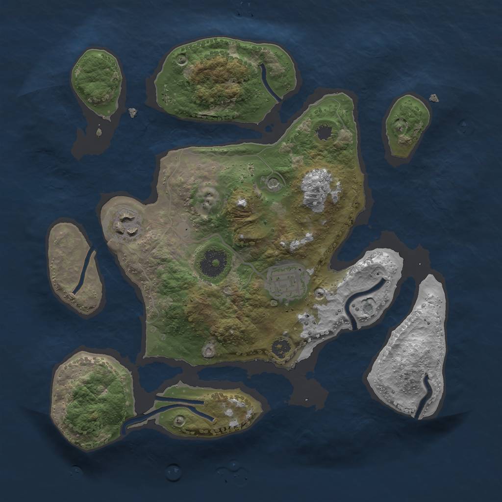 Rust Map: Procedural Map, Size: 2800, Seed: 1544207427, 5 Monuments