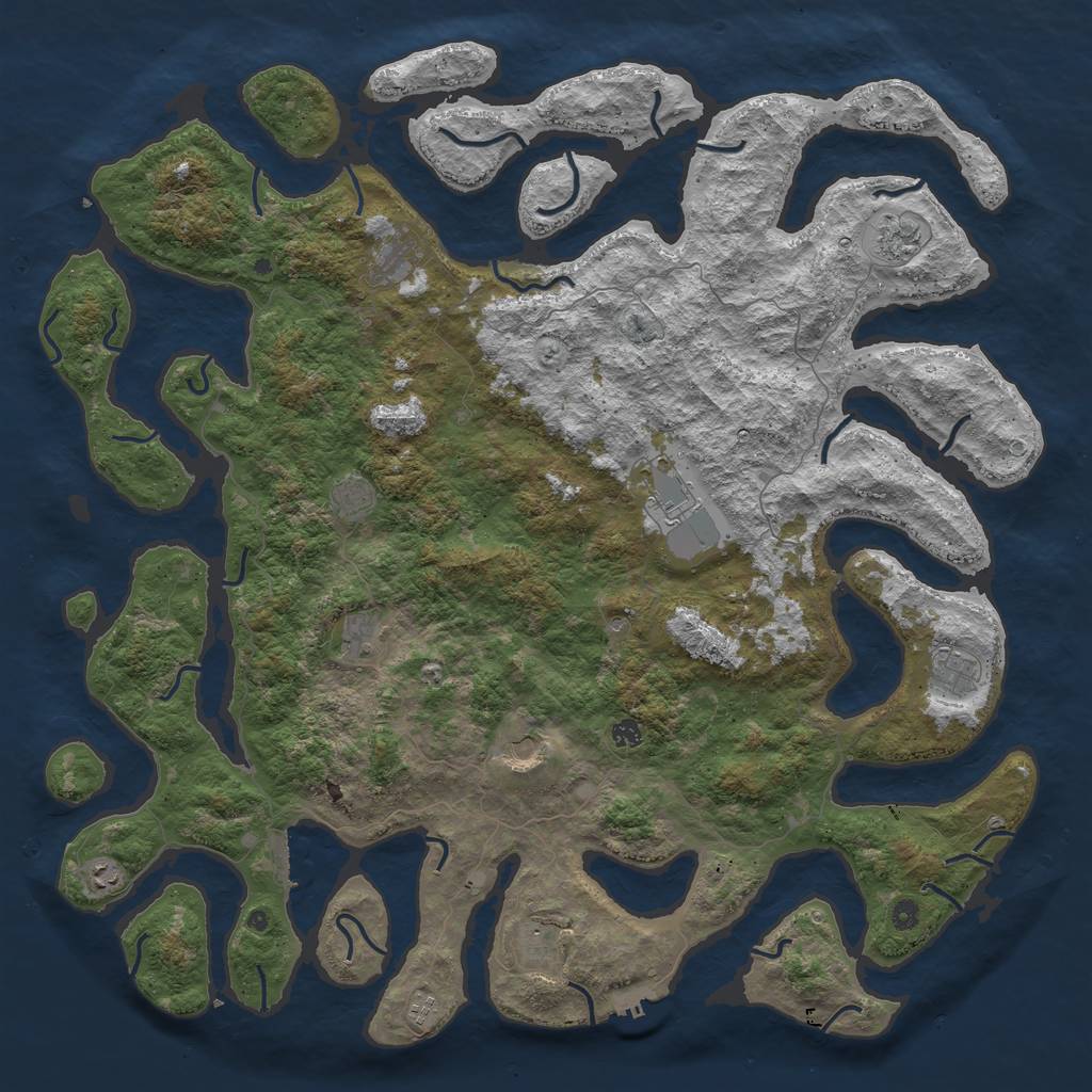 Rust Map: Procedural Map, Size: 5500, Seed: 3431, 16 Monuments