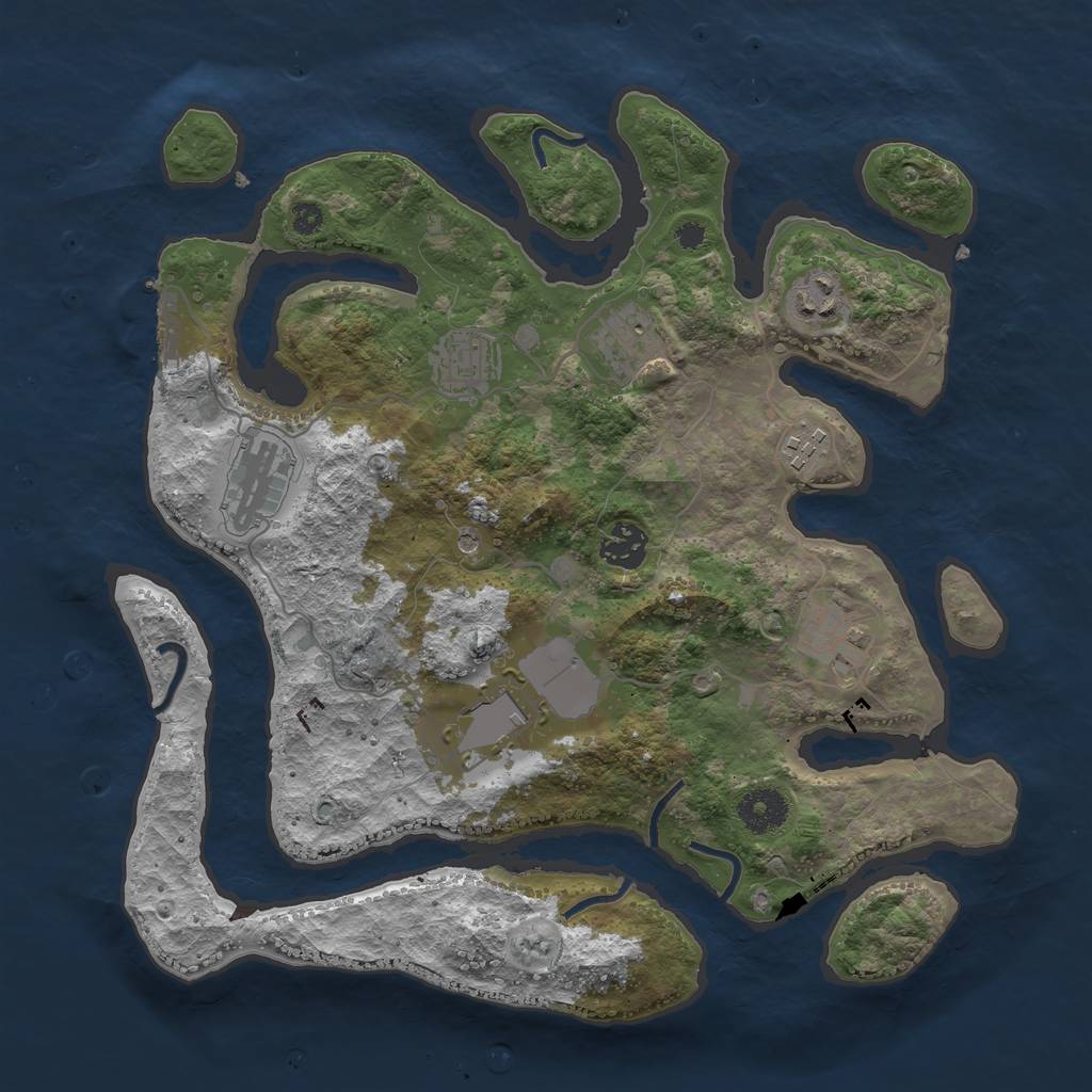 Rust Map: Procedural Map, Size: 3500, Seed: 28499184, 12 Monuments