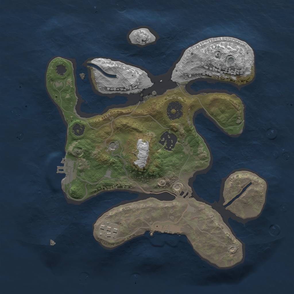 Rust Map: Procedural Map, Size: 2500, Seed: 632720829, 7 Monuments