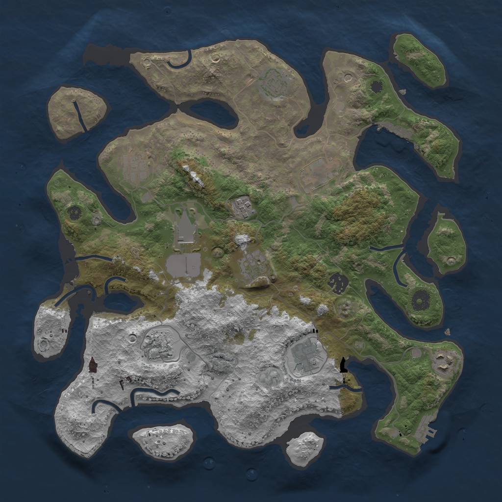 Rust Map: Procedural Map, Size: 3750, Seed: 802454635, 15 Monuments