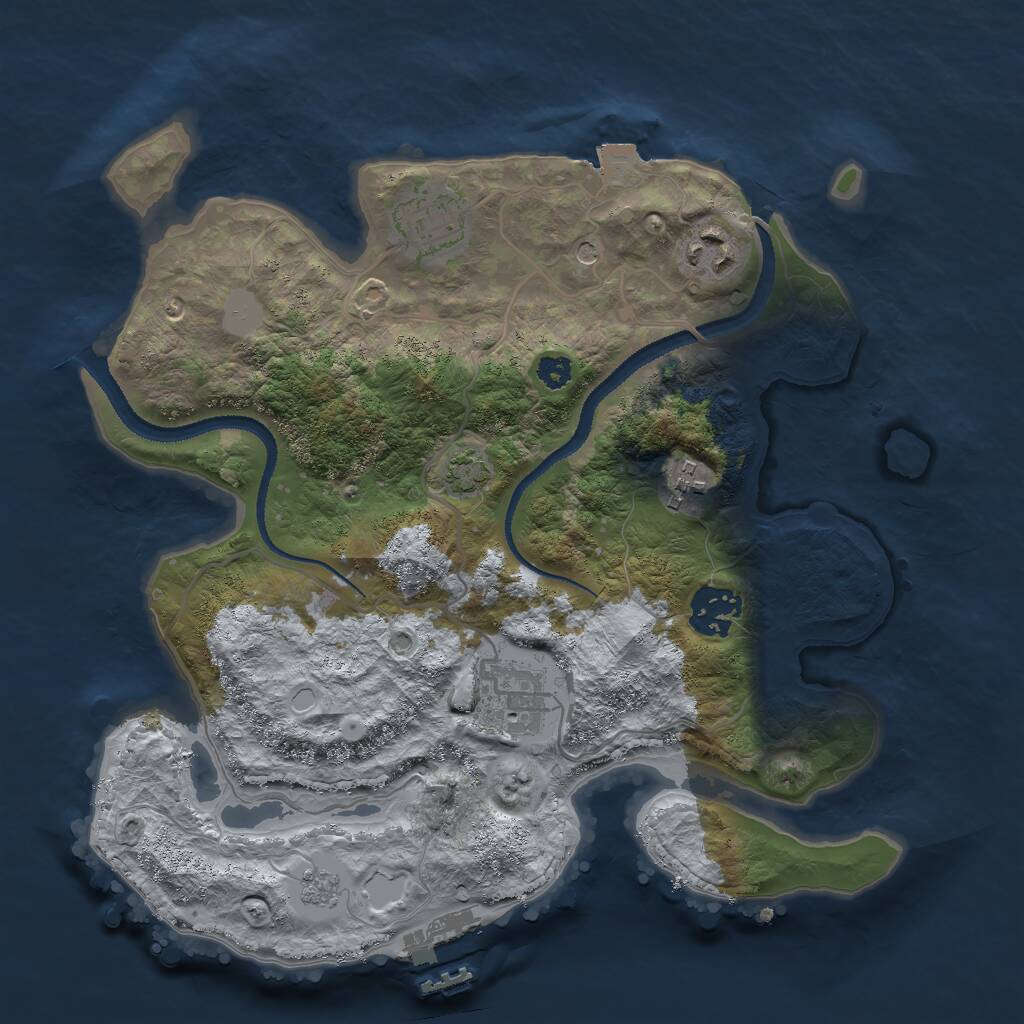 Rust Map: Procedural Map, Size: 3000, Seed: 1509242588, 10 Monuments
