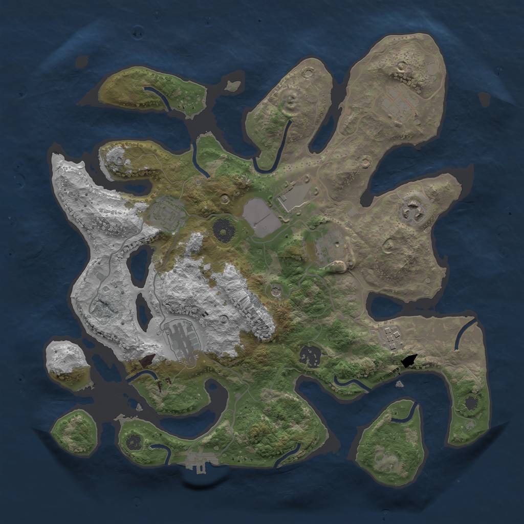 Rust Map: Procedural Map, Size: 3500, Seed: 54781524, 12 Monuments