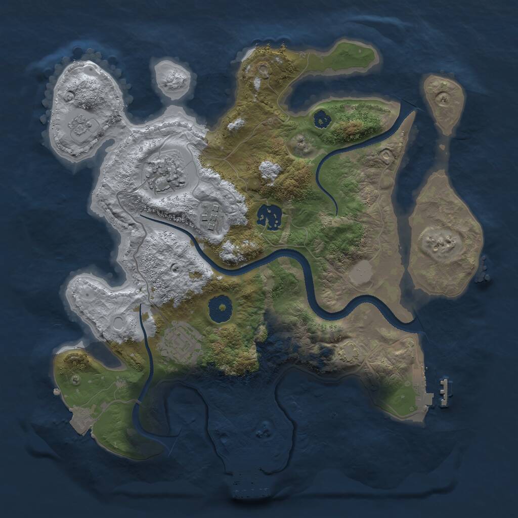 Rust Map: Procedural Map, Size: 3000, Seed: 667442048, 9 Monuments