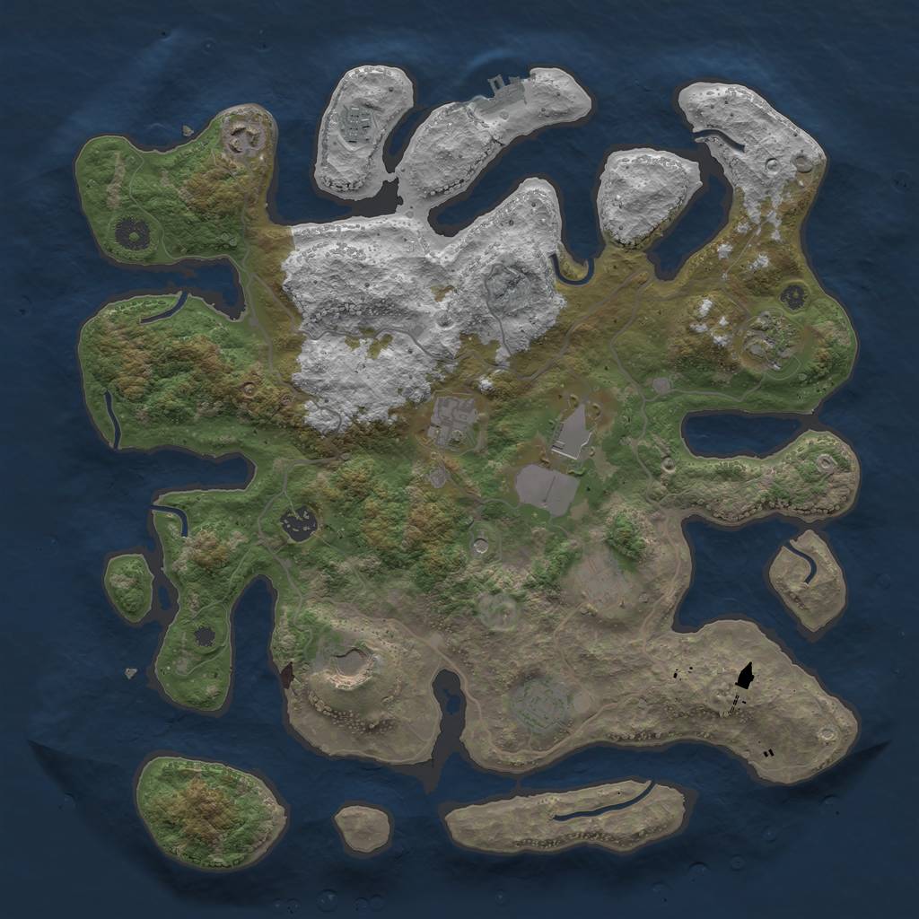 Rust Map: Procedural Map, Size: 4000, Seed: 234694223, 13 Monuments