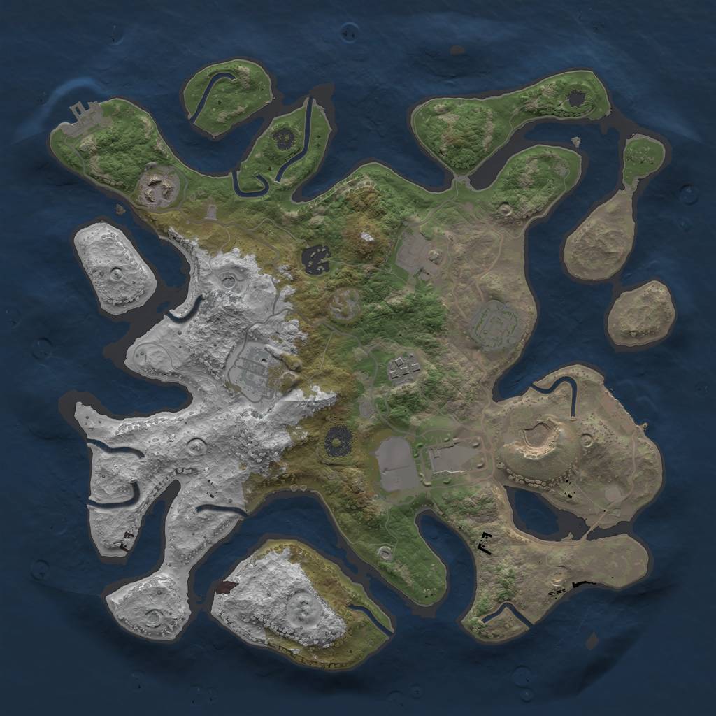 Rust Map: Procedural Map, Size: 3500, Seed: 4888978, 13 Monuments