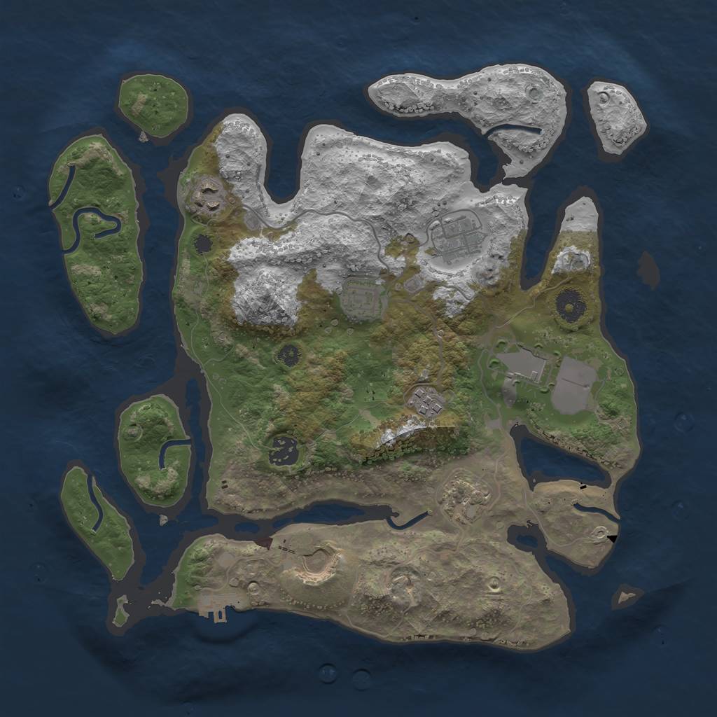 Rust Map: Procedural Map, Size: 3500, Seed: 634023, 11 Monuments