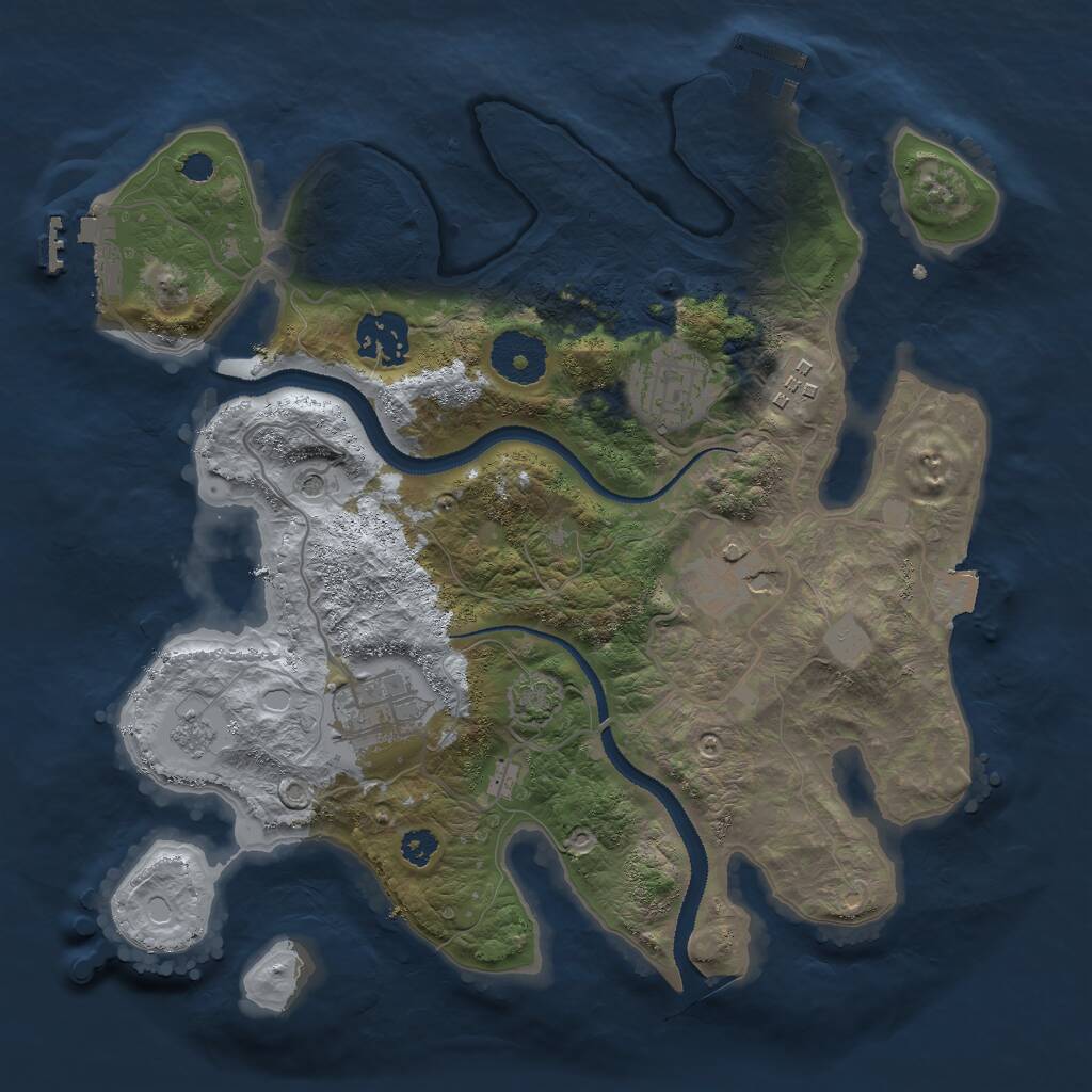 Rust Map: Procedural Map, Size: 3000, Seed: 1182082564, 11 Monuments