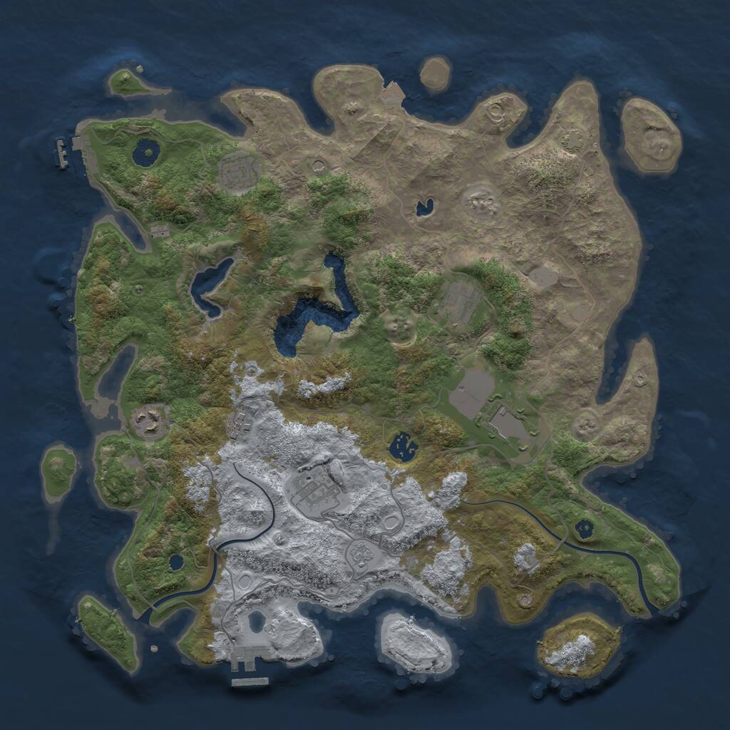 Rust Map: Procedural Map, Size: 4000, Seed: 856216427, 13 Monuments