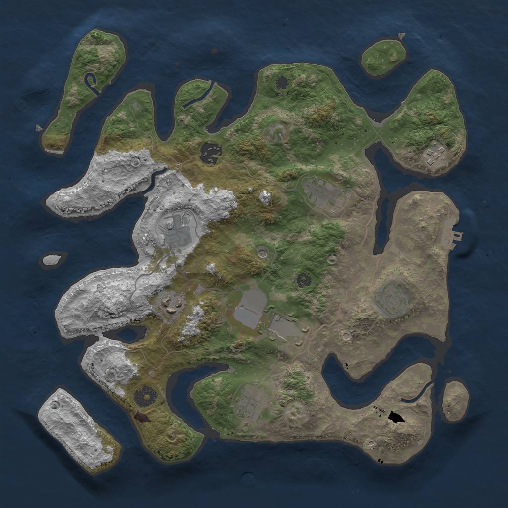 Rust Map: Procedural Map, Size: 3500, Seed: 420666, 12 Monuments