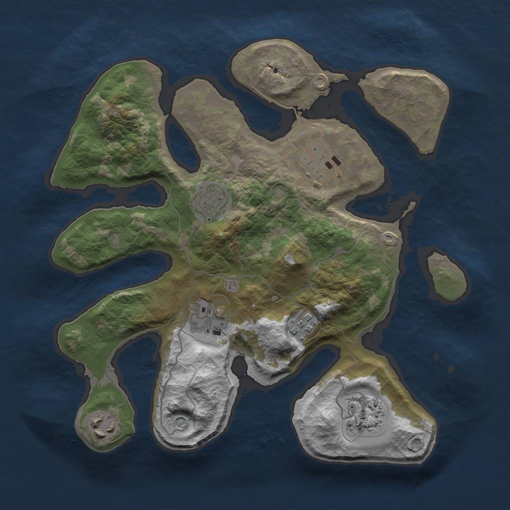 Rust Map: Barren, Size: 2900, Seed: 3461236, 9 Monuments