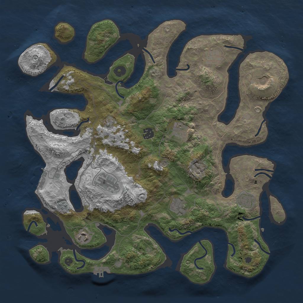 Rust Map: Procedural Map, Size: 4000, Seed: 54781524, 14 Monuments