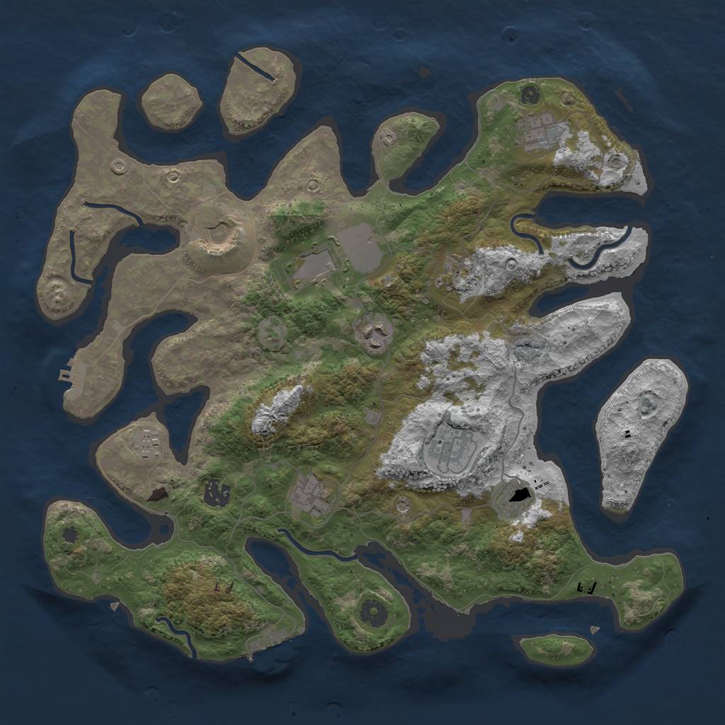 Rust Map: Procedural Map, Size: 3950, Seed: 50500, 15 Monuments