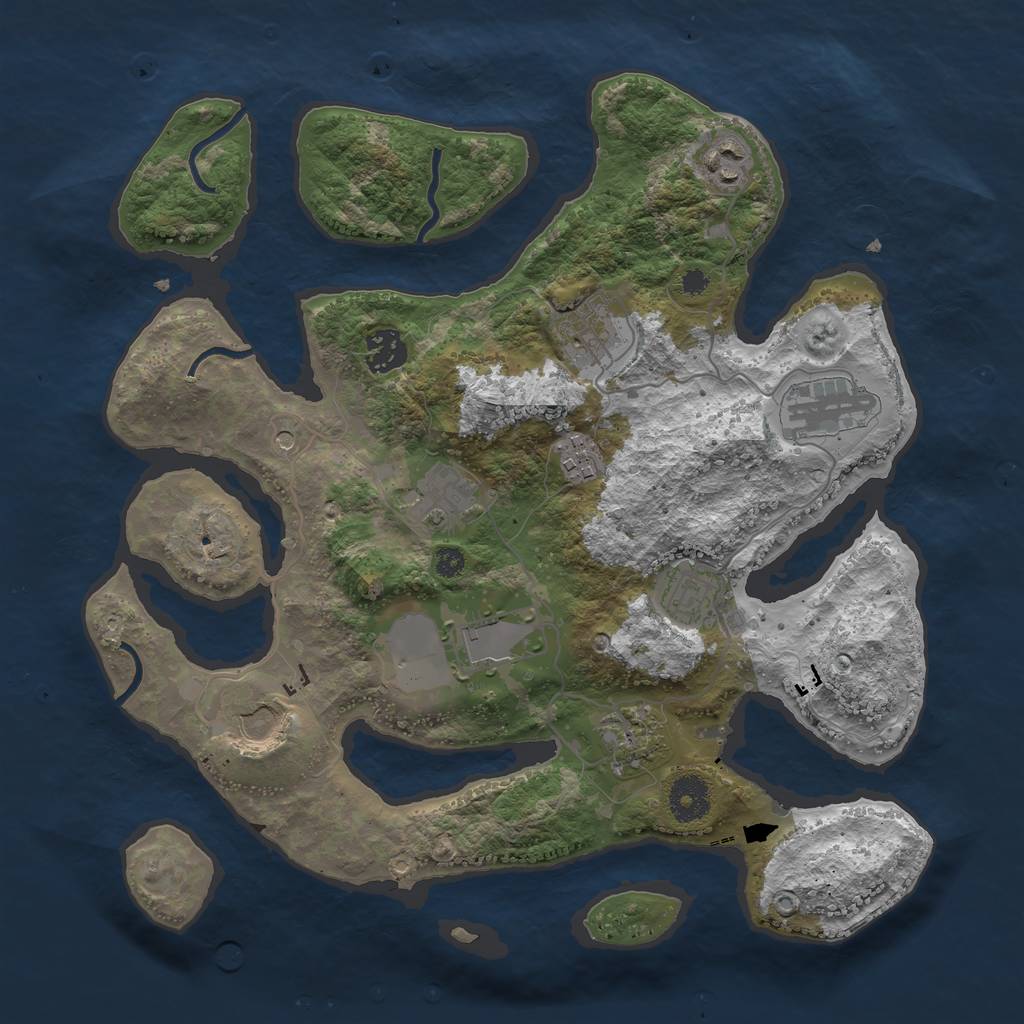 Rust Map: Procedural Map, Size: 3500, Seed: 1322470256, 13 Monuments