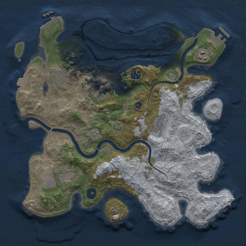 Rust Map: Procedural Map, Size: 3500, Seed: 1490037719, 13 Monuments