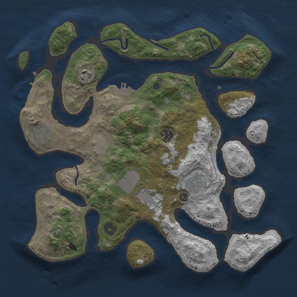 Rust Map: Procedural Map, Size: 3500, Seed: 1490037719, 11 Monuments