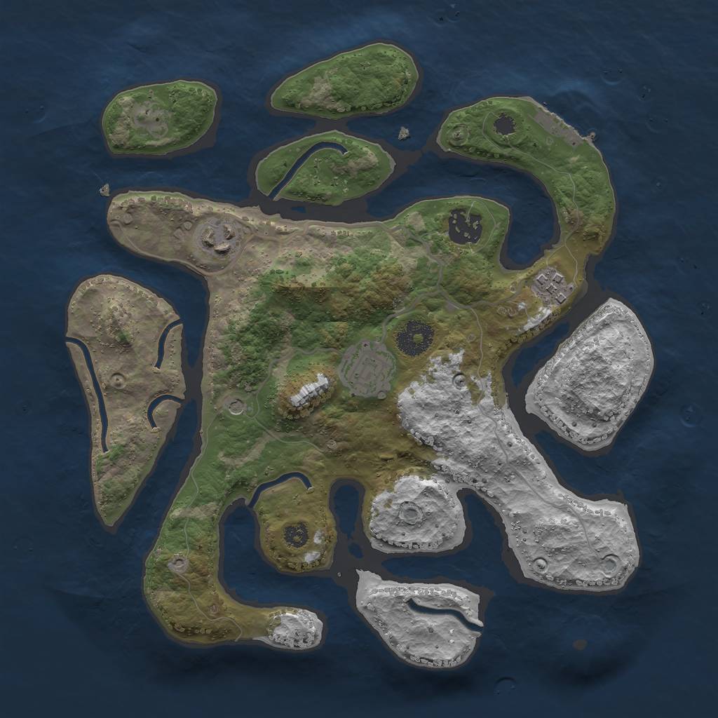 Rust Map: Procedural Map, Size: 3000, Seed: 2085559102, 8 Monuments