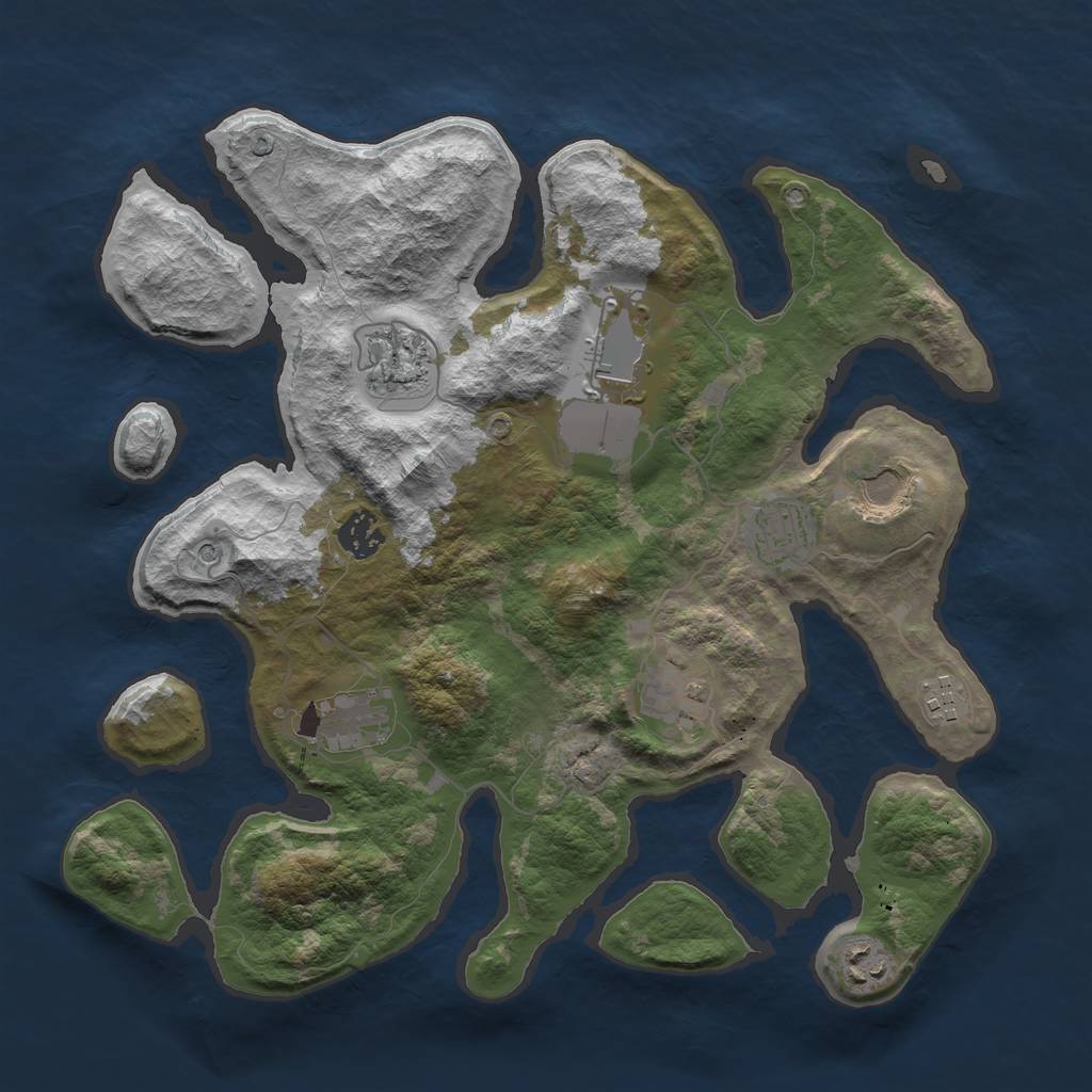 Rust Map: Barren, Size: 3600, Seed: 13333, 12 Monuments