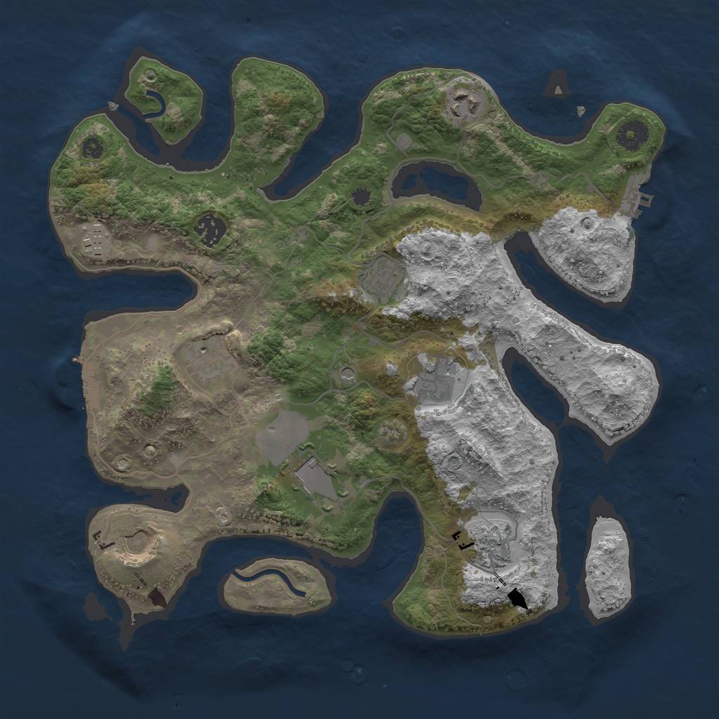 Rust Map: Procedural Map, Size: 3500, Seed: 124123, 14 Monuments