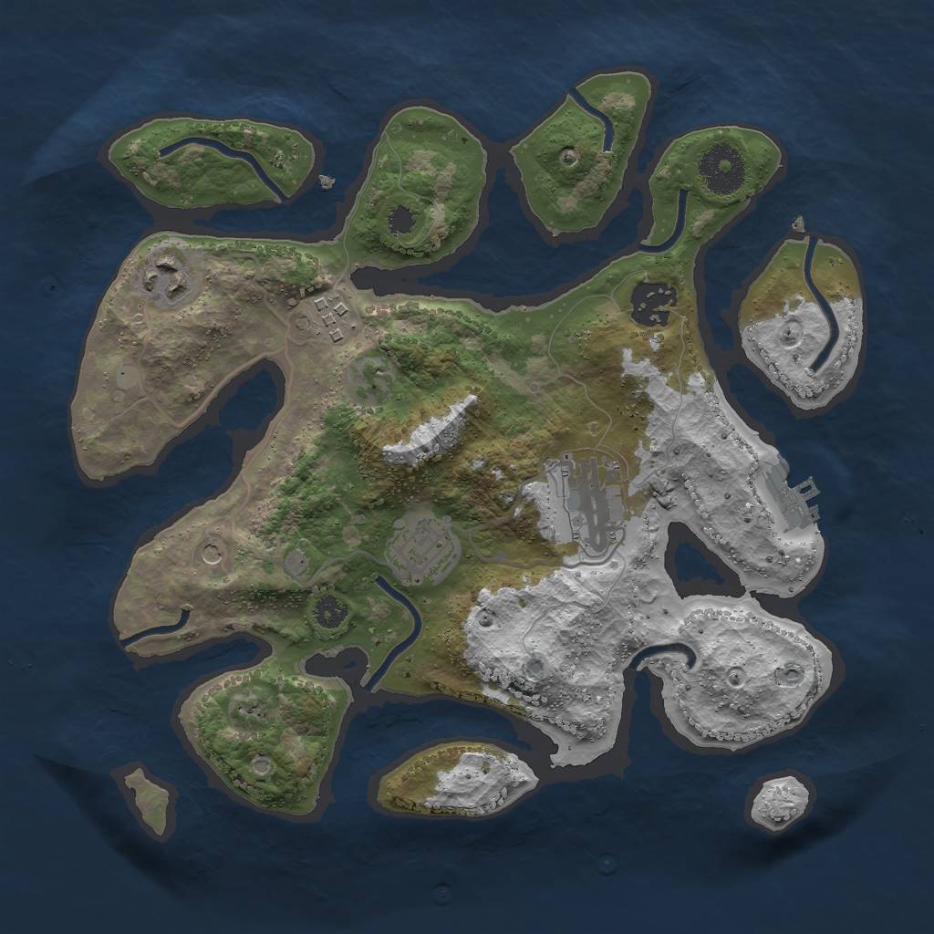 Rust Map: Procedural Map, Size: 3000, Seed: 1383867272, 9 Monuments