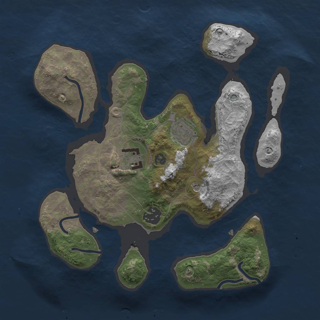 Rust Map: Procedural Map, Size: 2750, Seed: 3784, 6 Monuments