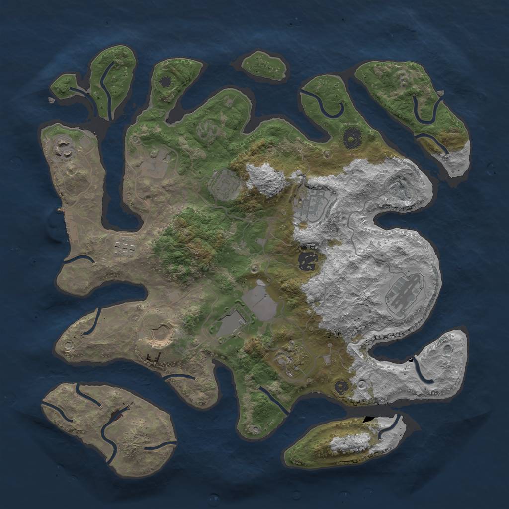 Rust Map: Procedural Map, Size: 3750, Seed: 371350418, 13 Monuments