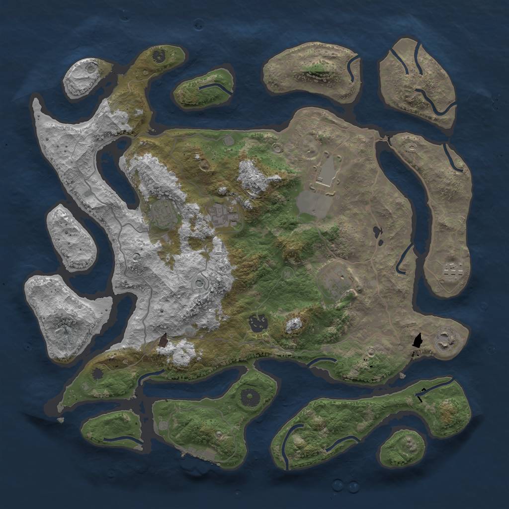 Rust Map: Procedural Map, Size: 4000, Seed: 1800896843, 11 Monuments
