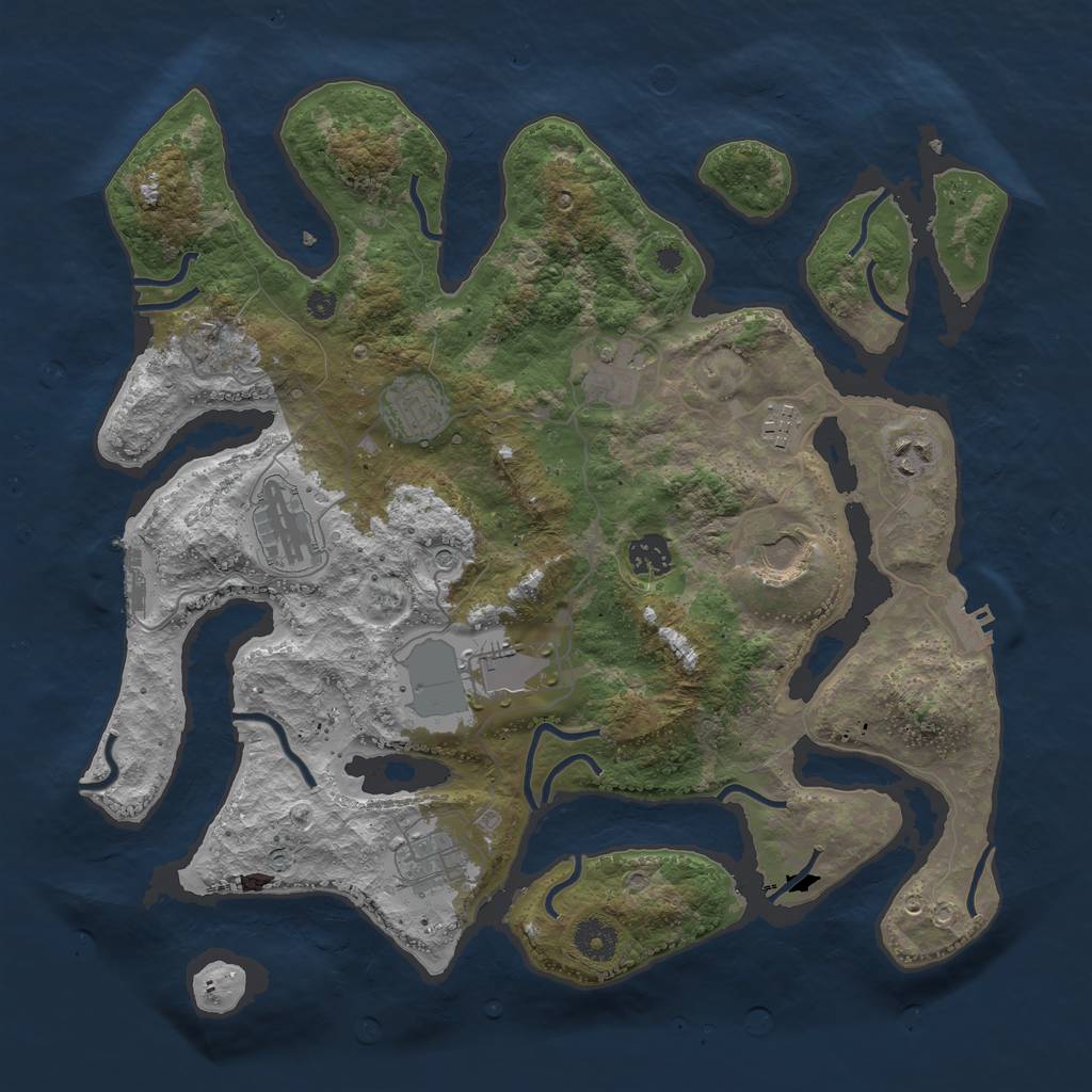 Rust Map: Procedural Map, Size: 3800, Seed: 1838165966, 14 Monuments