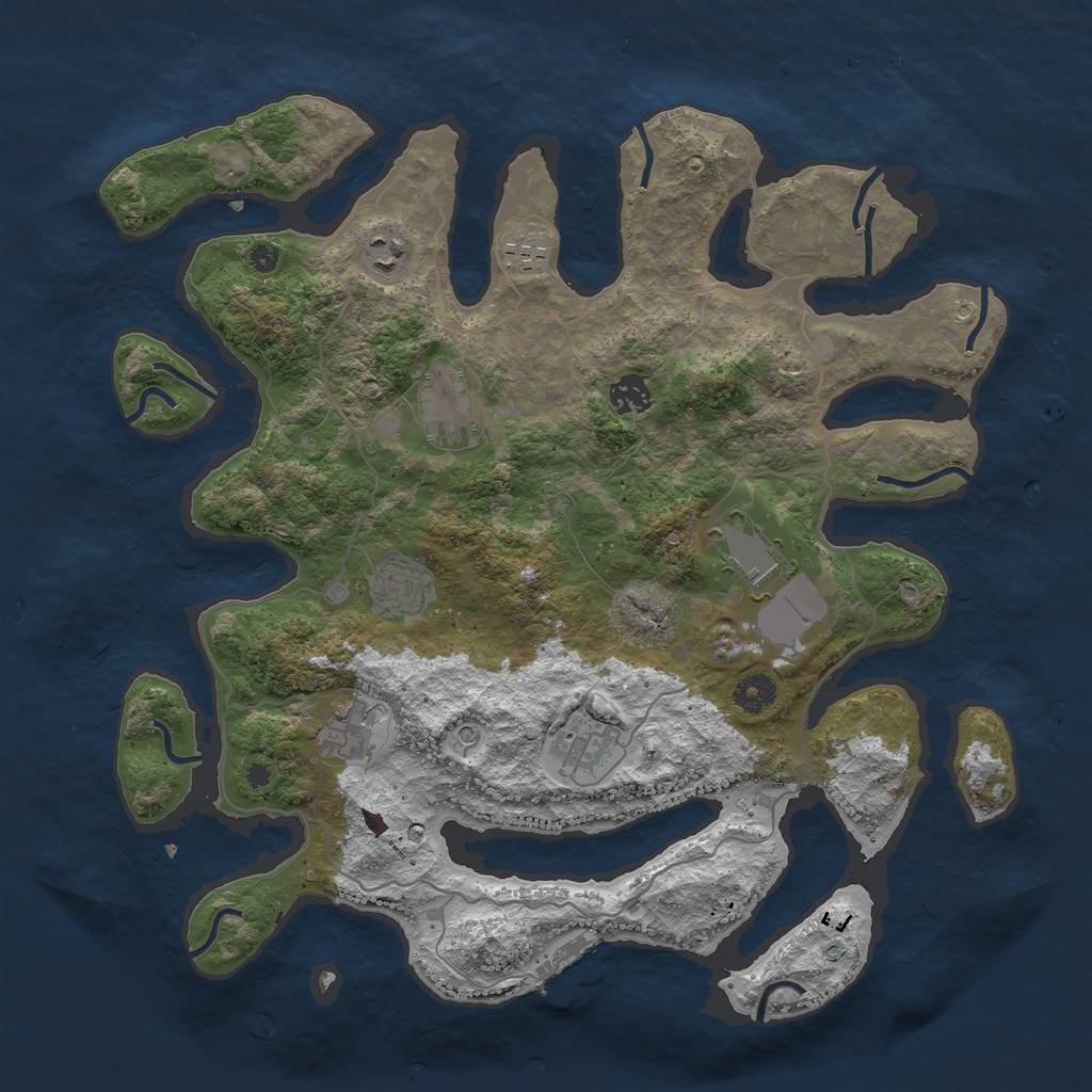 Rust Map: Procedural Map, Size: 4000, Seed: 2354, 12 Monuments
