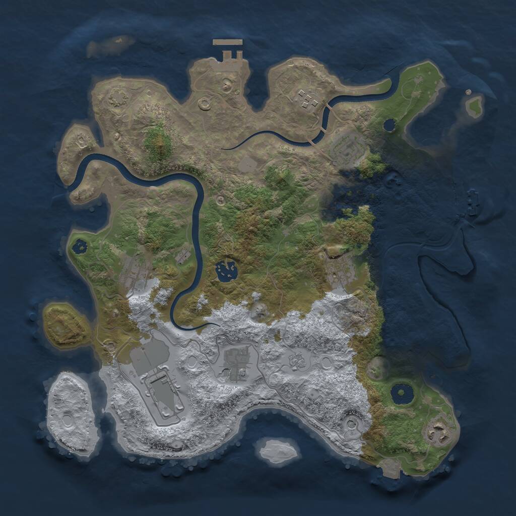 Rust Map: Procedural Map, Size: 3500, Seed: 933440650, 14 Monuments