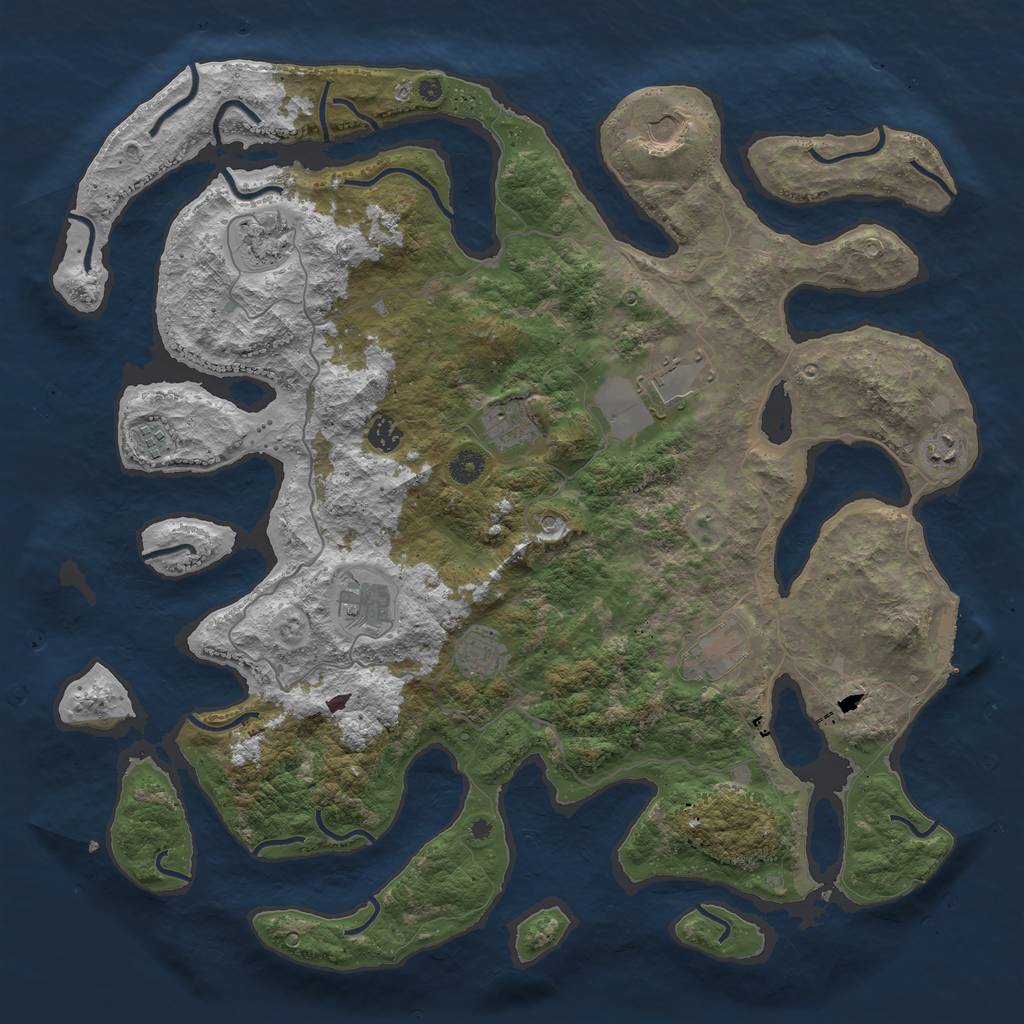 Rust Map: Procedural Map, Size: 4500, Seed: 13666, 14 Monuments