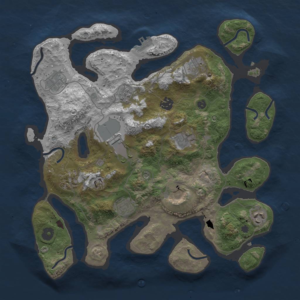 Rust Map: Procedural Map, Size: 3500, Seed: 305813049, 14 Monuments