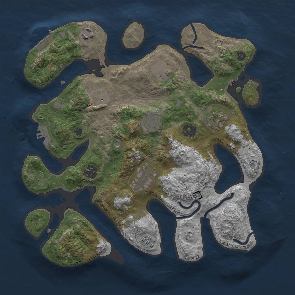 Rust Map: Procedural Map, Size: 3300, Seed: 1283713578, 13 Monuments