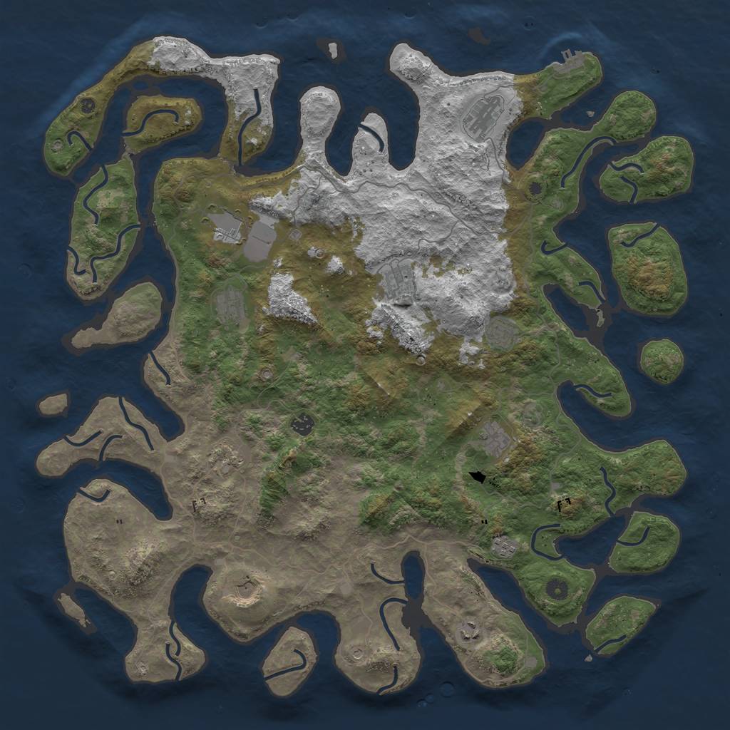 Rust Map: Procedural Map, Size: 5000, Seed: 111111, 15 Monuments