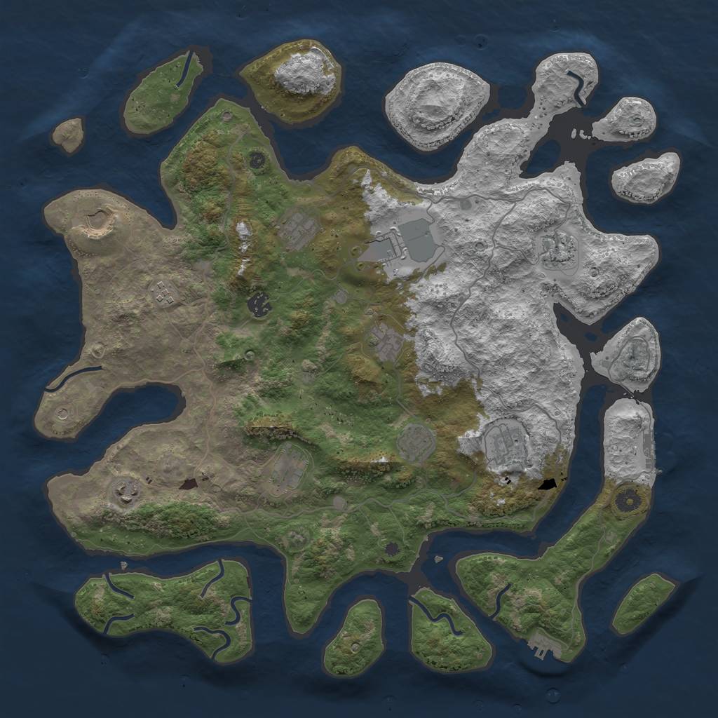 Rust Map: Procedural Map, Size: 4500, Seed: 8171991, 16 Monuments